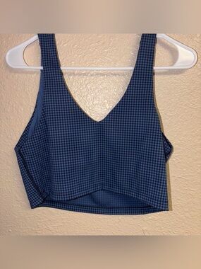 Offline by Aerie Blue Houndstooth Cropped Tank Top